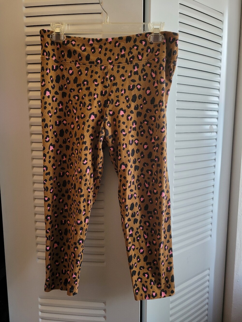 J. Crew Brown Leopard Print Leggings with Pink Spots Size Large